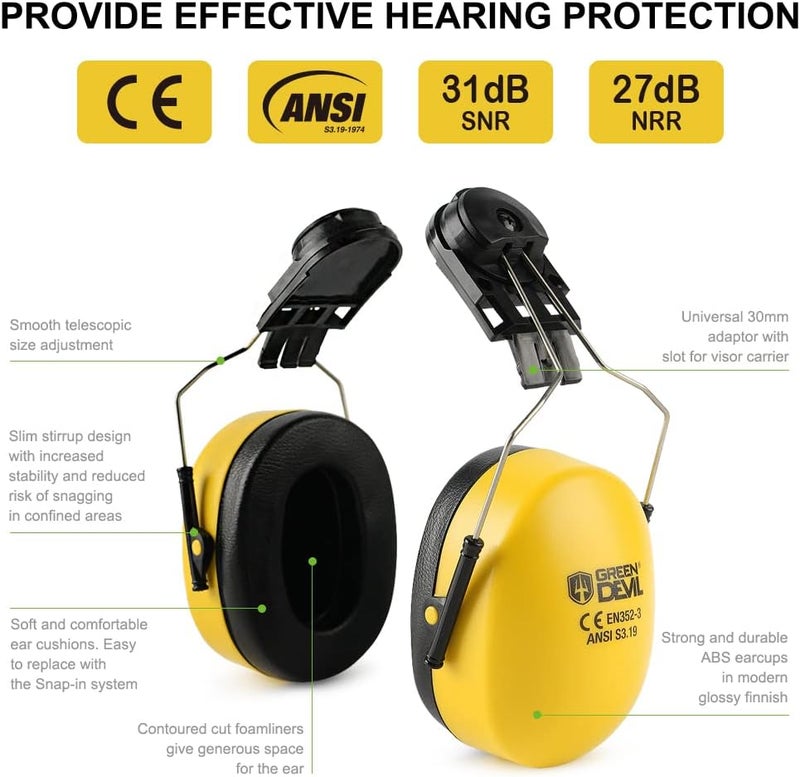 GREEN DEVIL Hearing Protection Noise Cancelling Ear Muffs NRR 28dB Ear Protection For Shooting Gun Range Construction Adult - Image 3